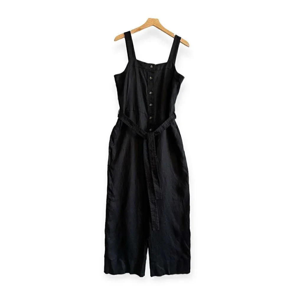 Everlane The Linen Jumpsuit in Black, Size 8 , NWT